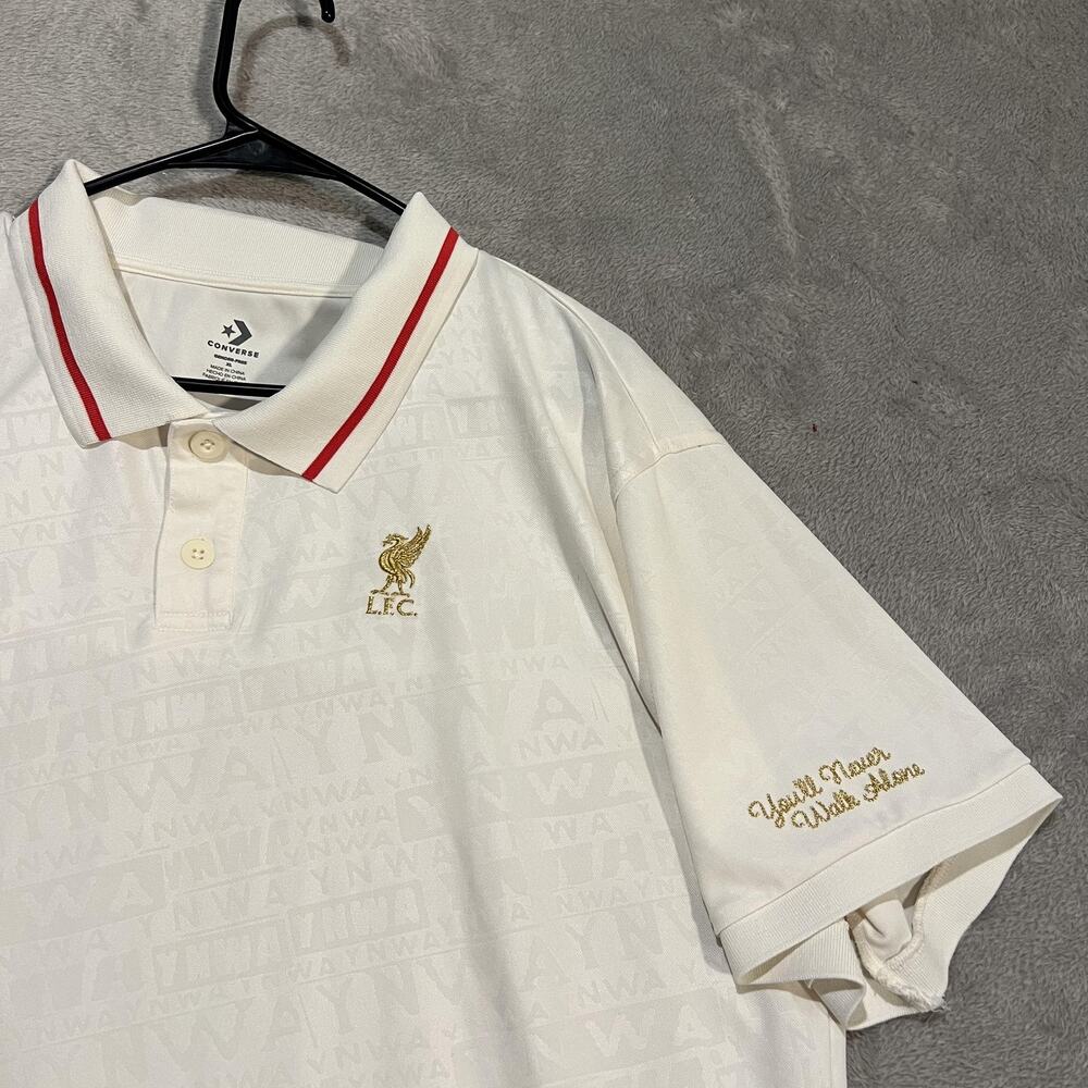 Liverpool FC Shirt Mens 2XL White Soccer Polo YNWA You'll Never Walk Alone Crest - Picture 3 of 8